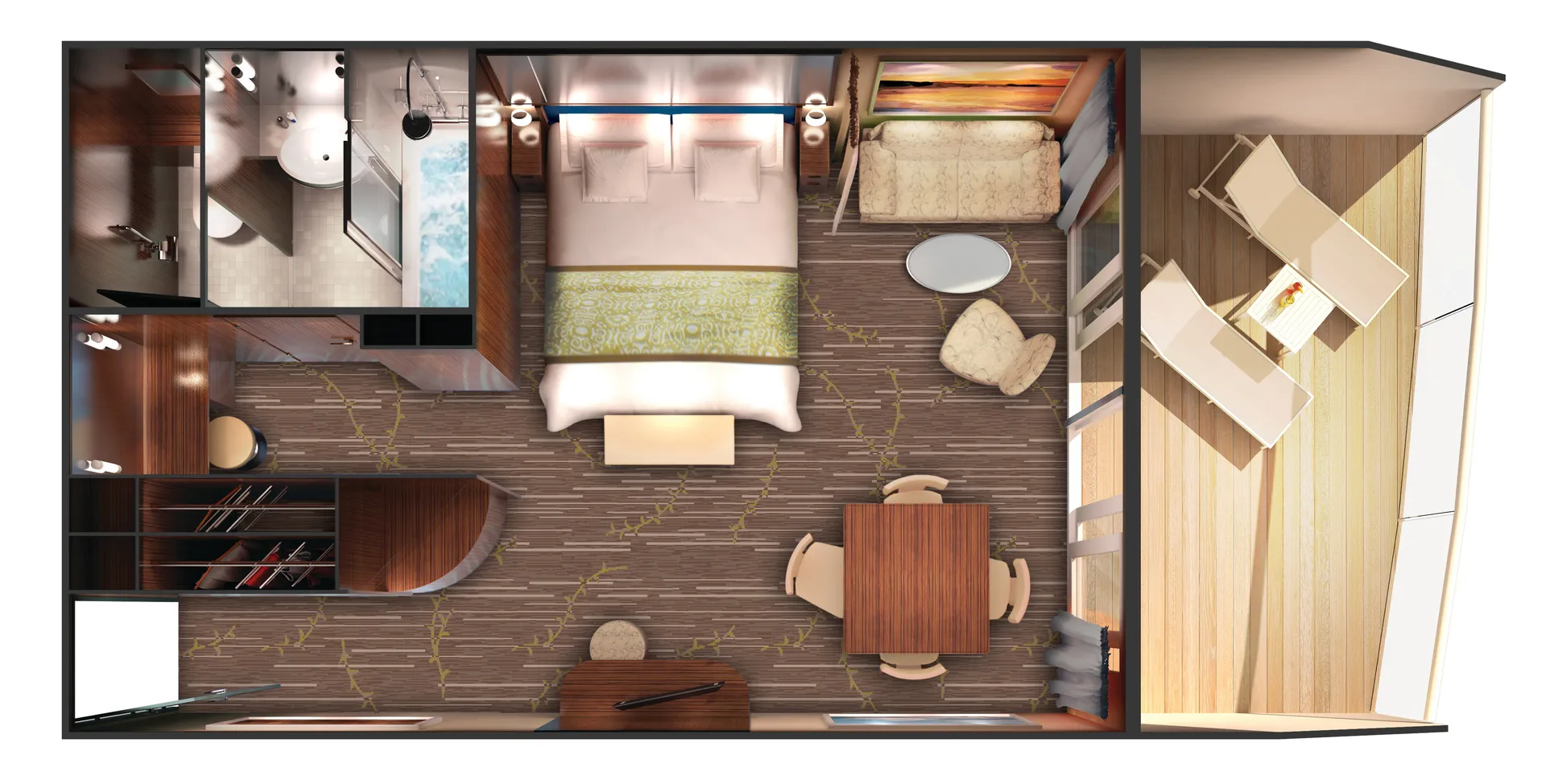 面向船尾的豪華套房帶陽台 3