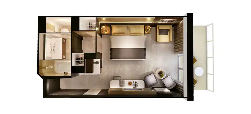 海灣庭院頂層套房（附陽台） 2