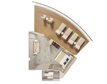 面向船尾的套房帶大陽台 4