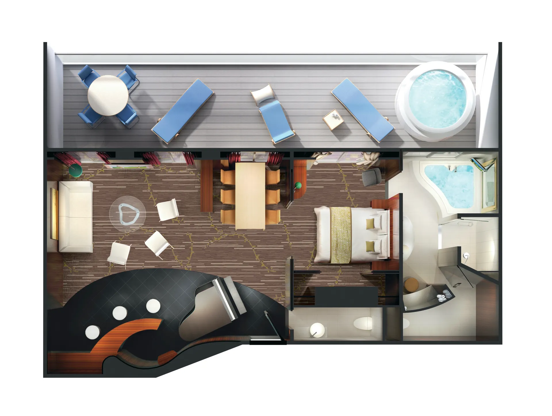 豪華擁有者套房，配有大型陽台 10