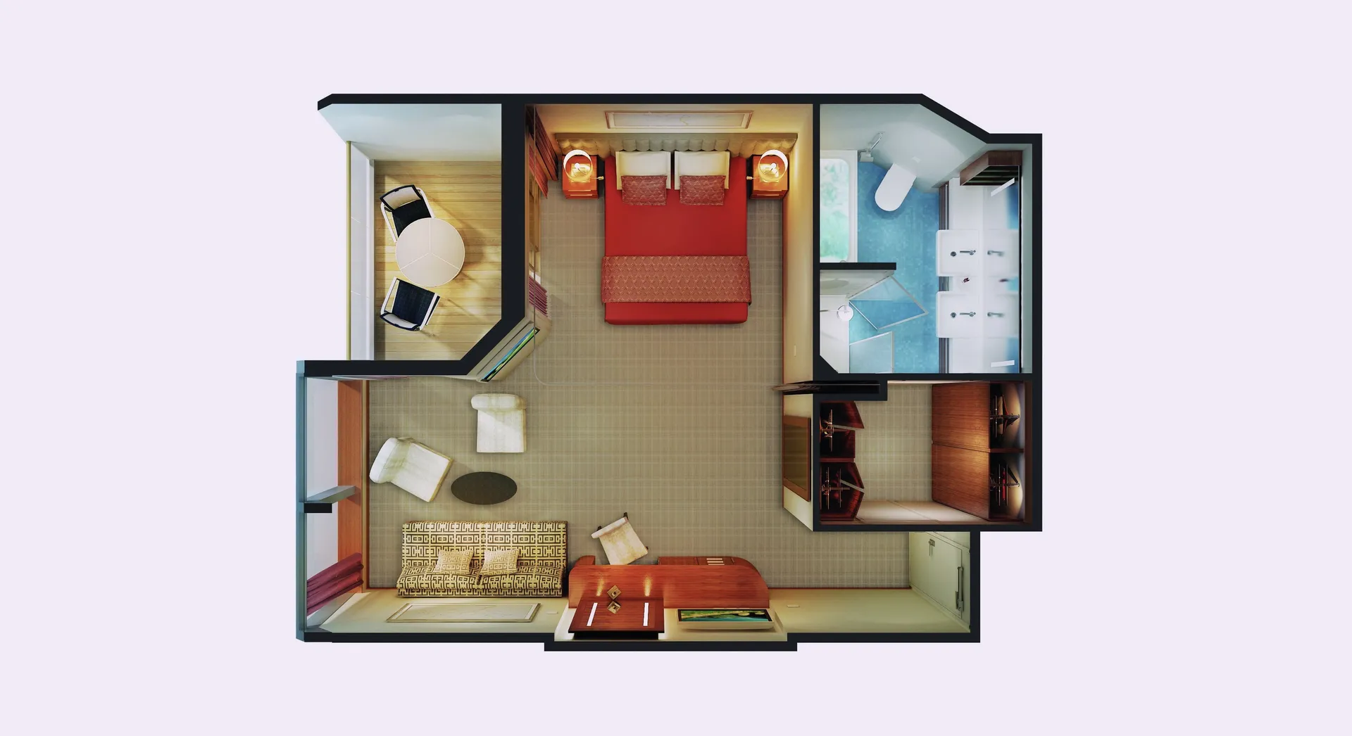 面向船尾的豪華套房帶陽台 4