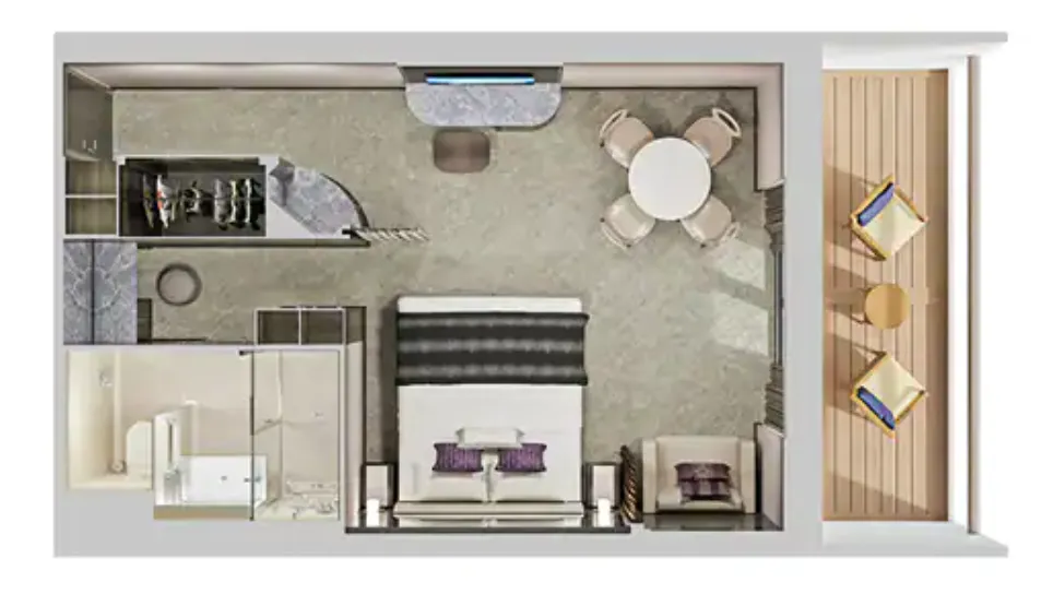 前方豪華頂層套房（大陽台） 2