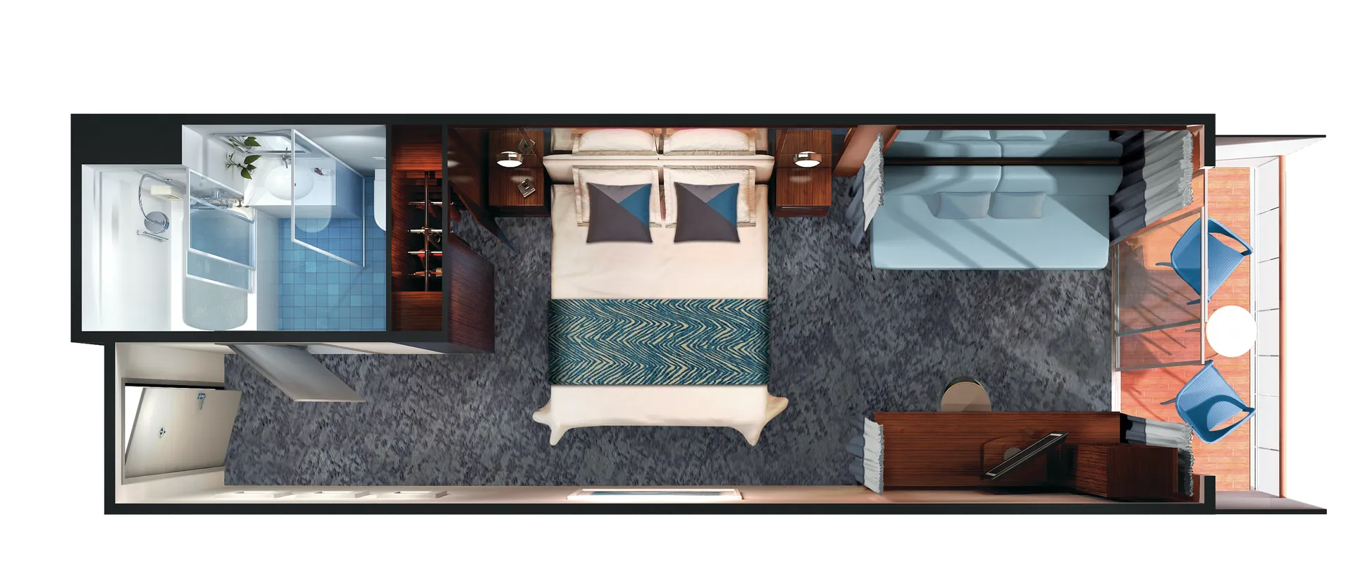 面向艉方的俱樂部陽台套房 4