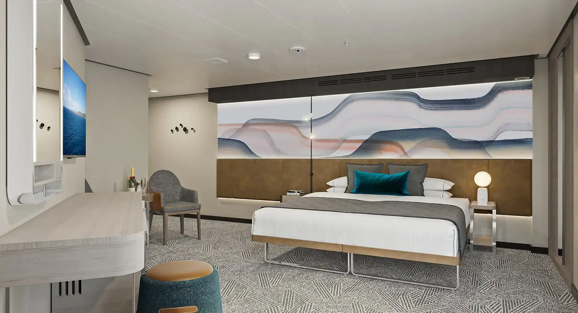 前方套房，配有主臥室及大型陽台 4