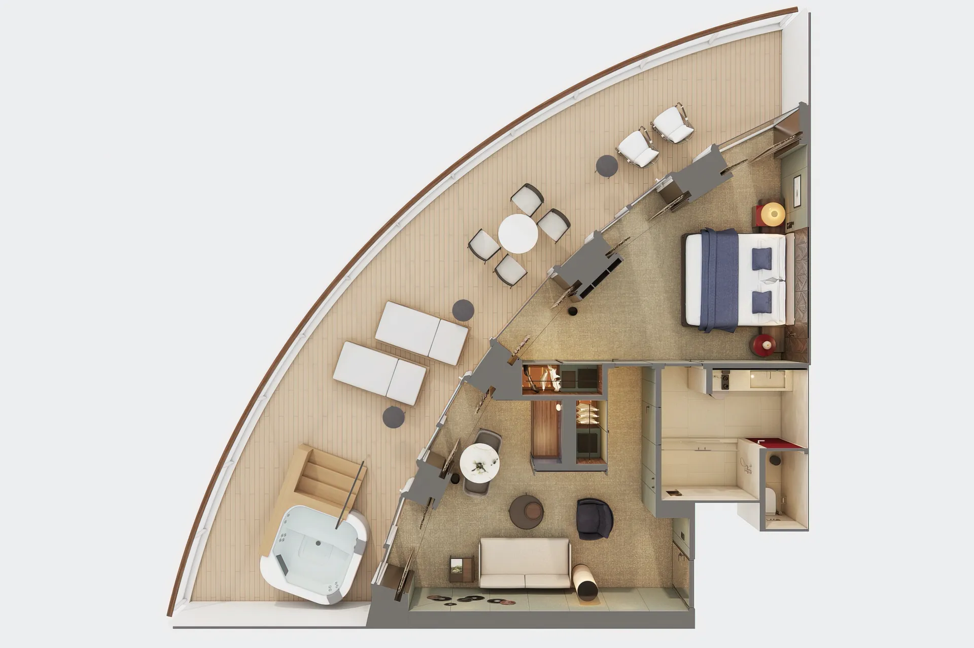 海灣後方擁有者套房，配有主臥室與大型陽台 8