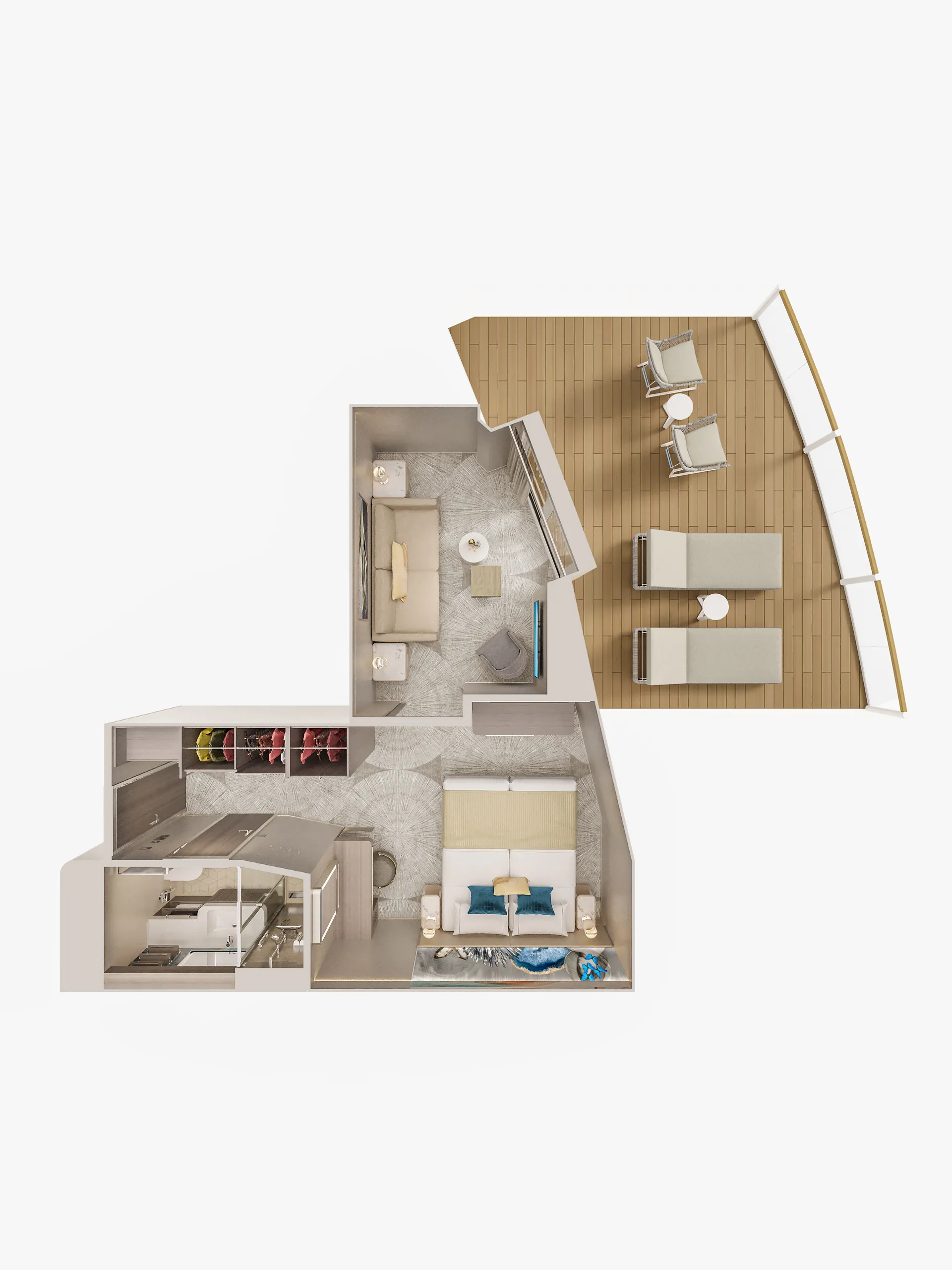 前方套房，配有主臥室及大型陽台 7