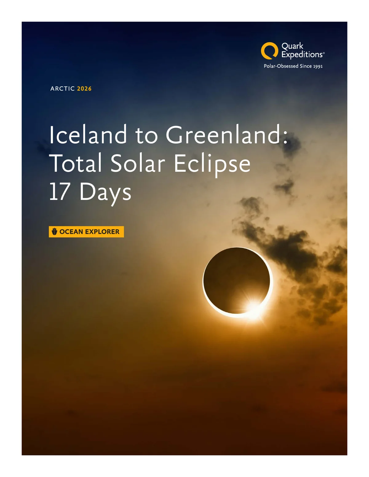 Quark Expeditions Ocean Explorer Iceland To Greenland Total Solar Eclipse 2026