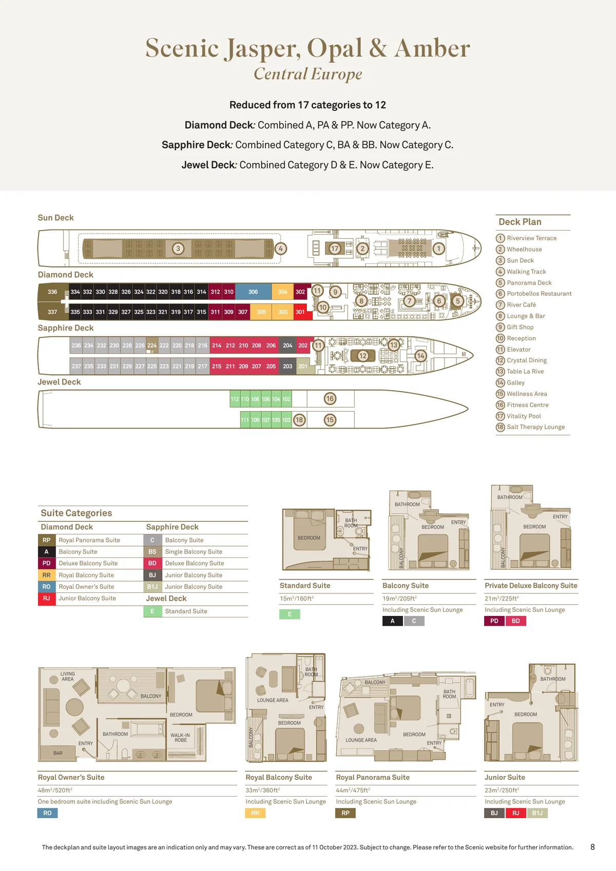 Scenic River Cruises Scenic Jasper, Opal And Amber Deck Plans And Suite Categories