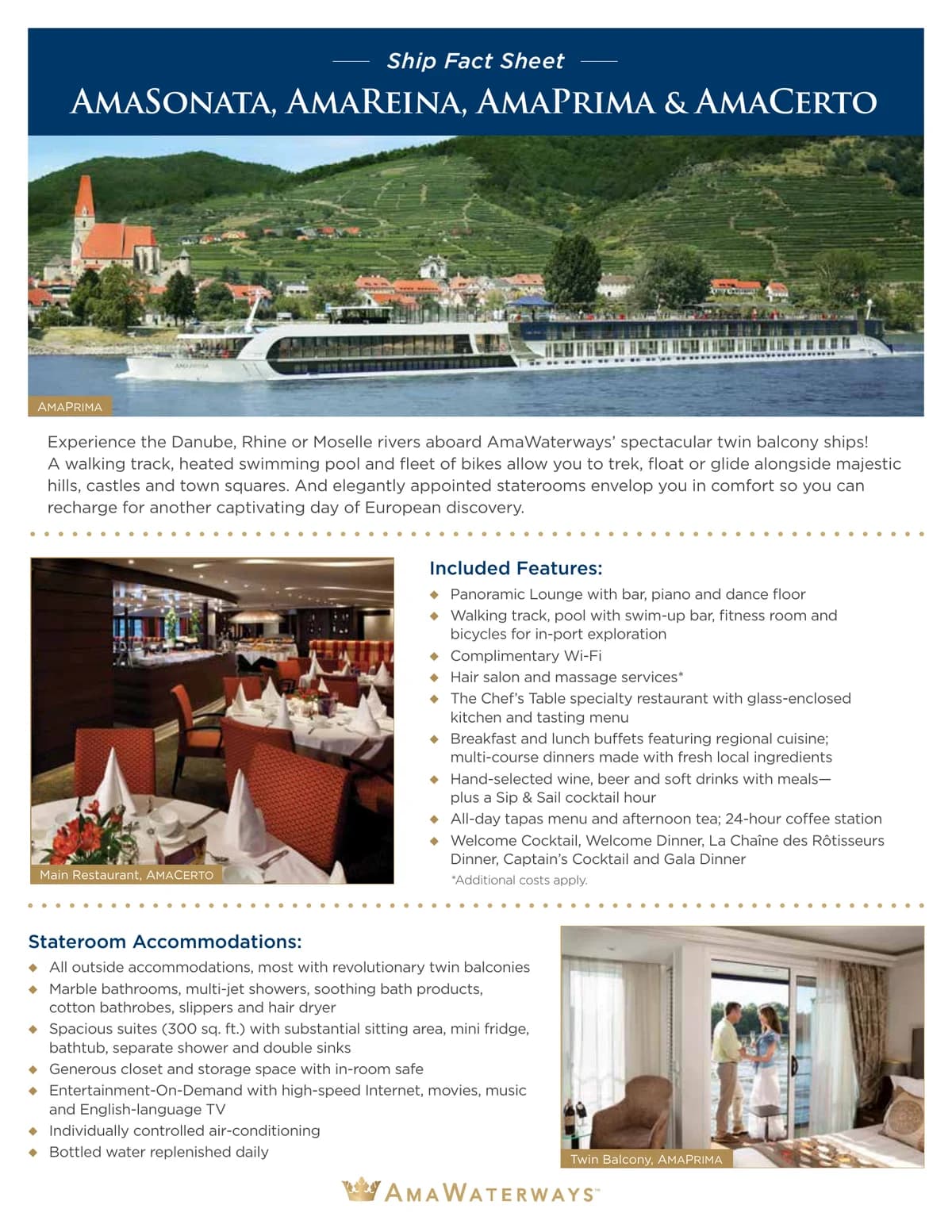 Ama Waterways   Factsheet   Ama Prima, Ama Reina, Ama Sonata & Ama Certo