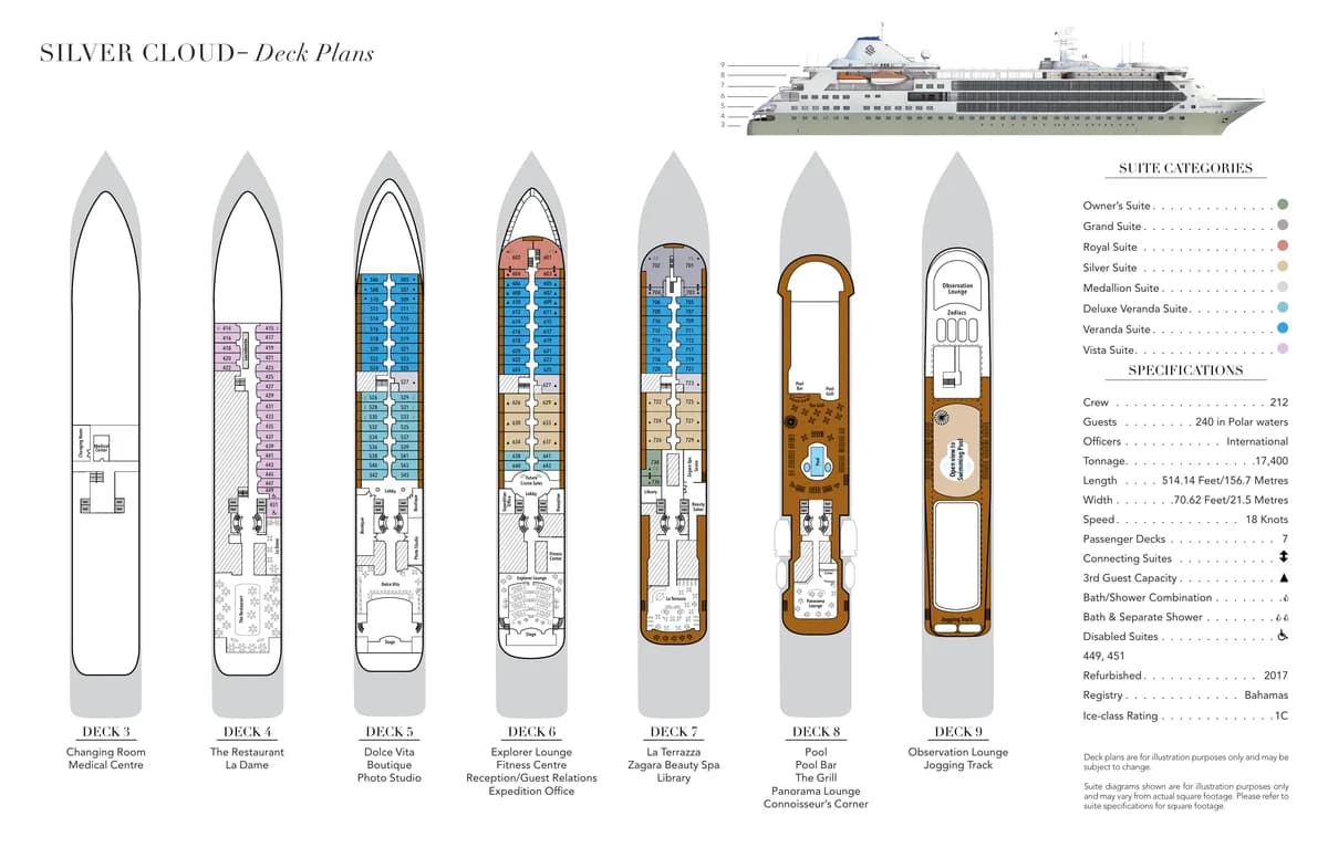 Silversea   Silver Cloud, Deck Plans