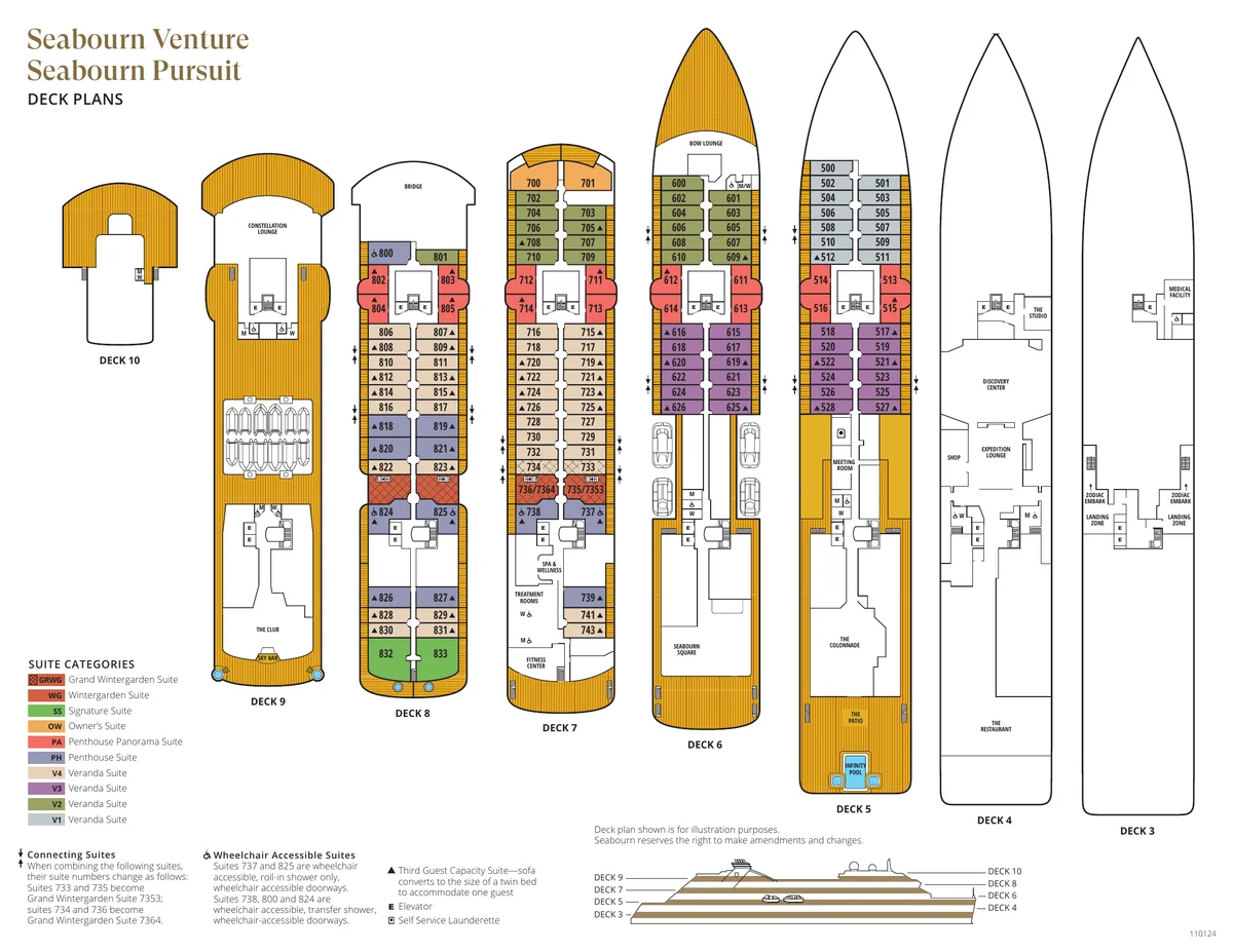 Seabourn Venture & Pursuit Deck Plan