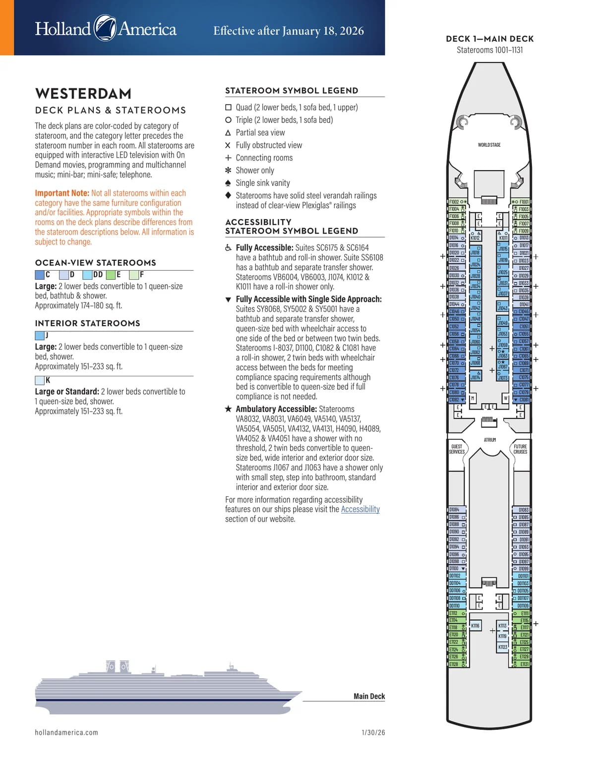 Holland America Line Westerdam Deck Plan