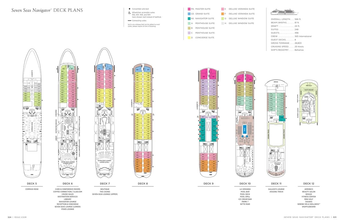 Regent Seven Seas Cruises Seven Seas Navigator Deck Plan