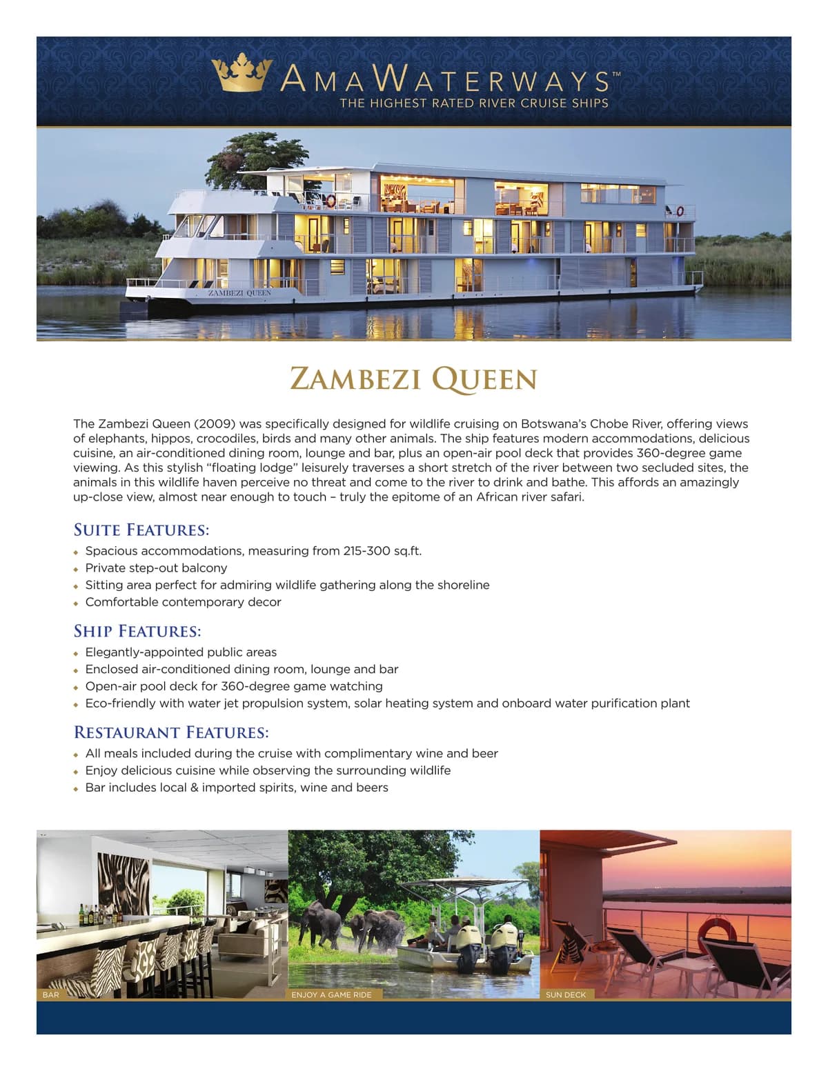 Ama Waterways Zambezi Queen   Factsheet