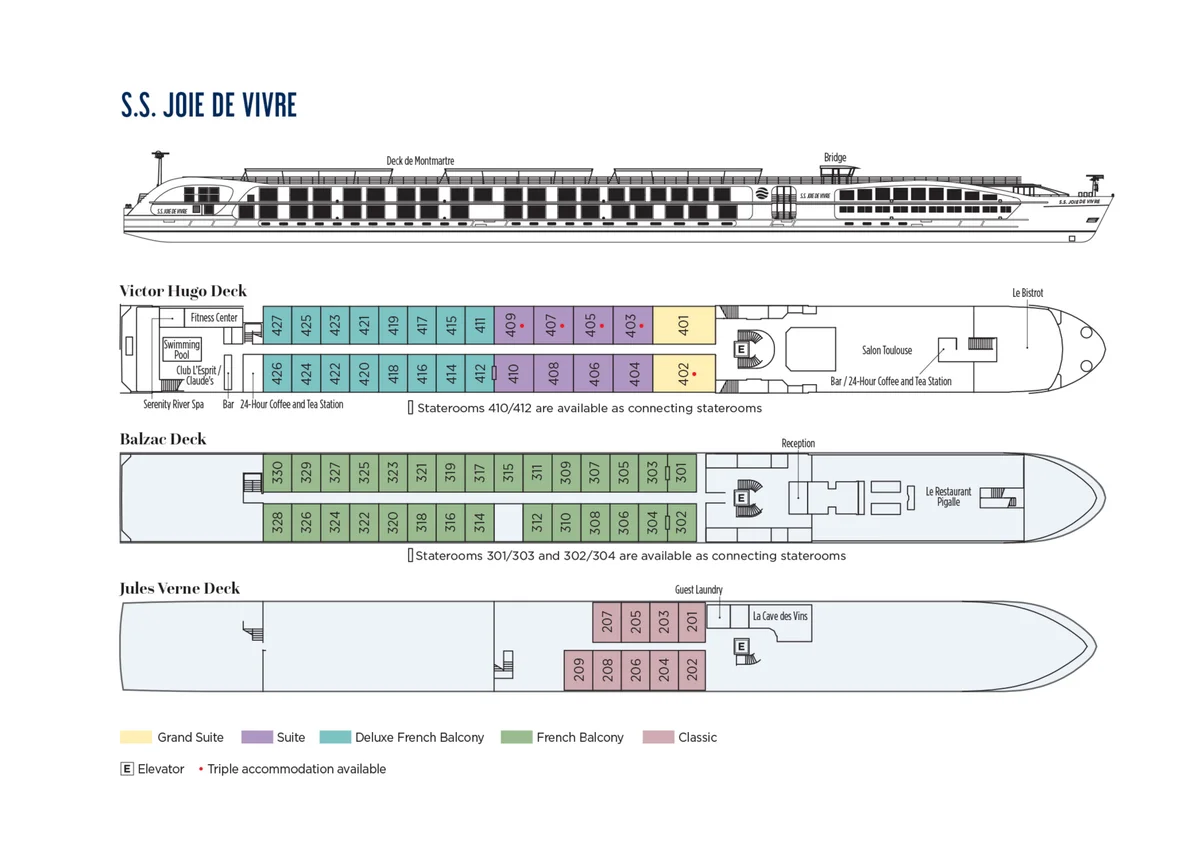Uniworld Boutique River Cruises S.S. Joie De Vivre Deck Plan