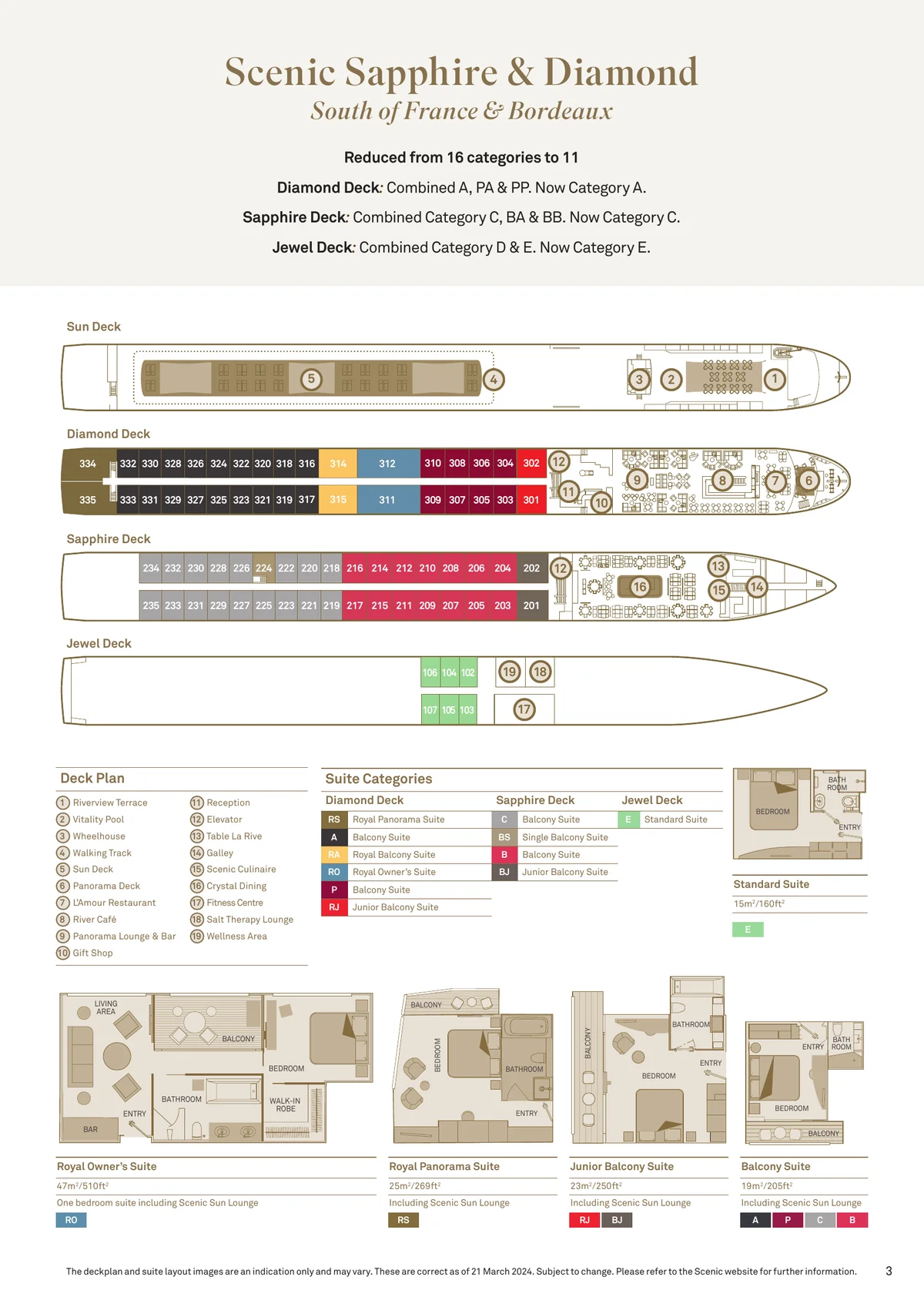 Scenic River Cruises Scenic Sapphire & Diamond Deck Plans And Suite Categories