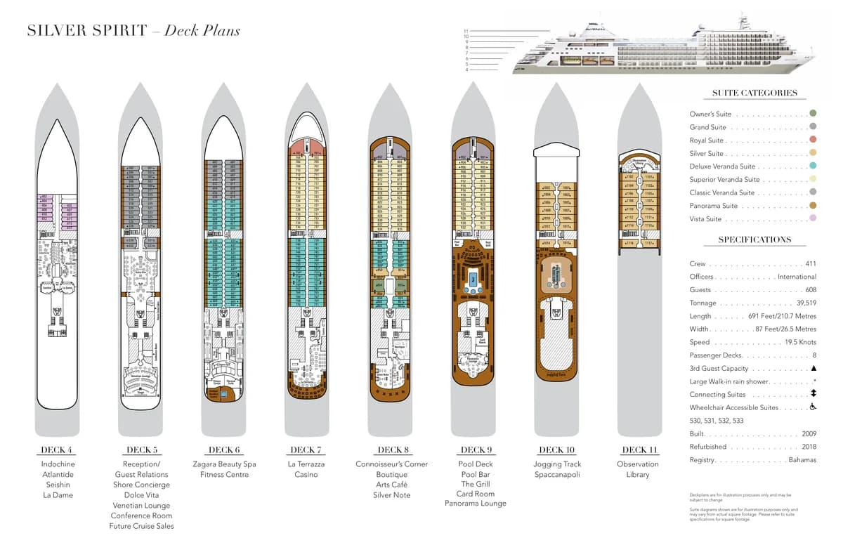 Silversea   Silver Spirit, Deck Plans