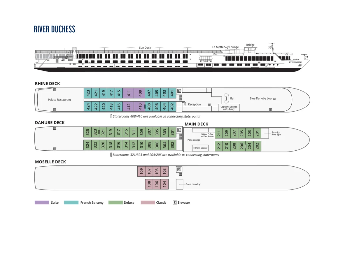 Uniworld Boutique River Cruises River Duchess Deck Plan