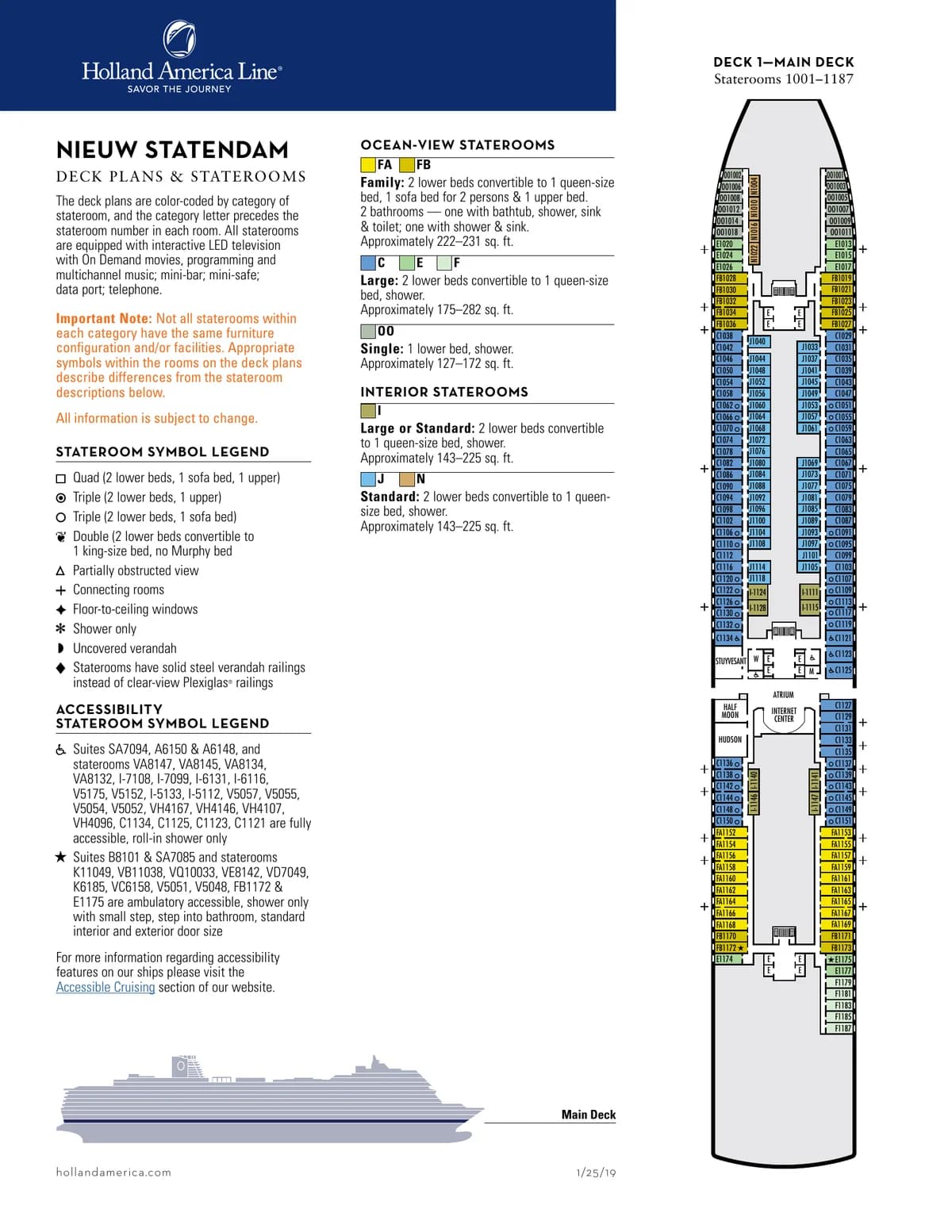 Holland America Line   Nieuw Statendam Deck Plan